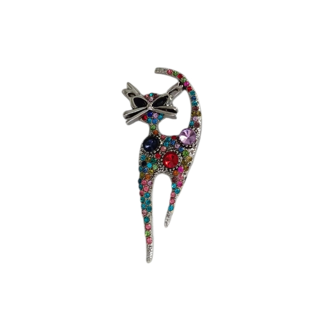 Multi-Color Cat Pin Brooch
